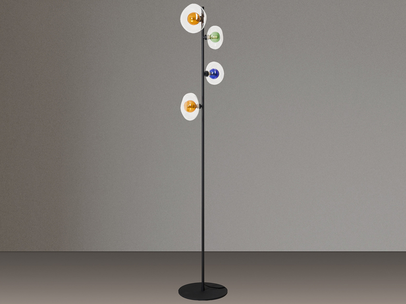 LED Stehlampe  mit ausgefallenen bunten Glaskugeln, Höhe 160cm