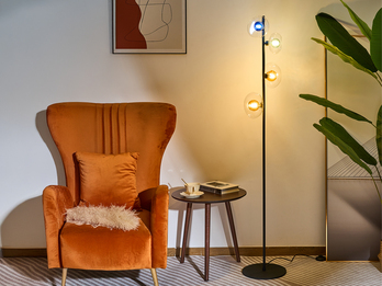 LED Stehlampe  mit ausgefallenen bunten Glaskugeln, Höhe 160cm