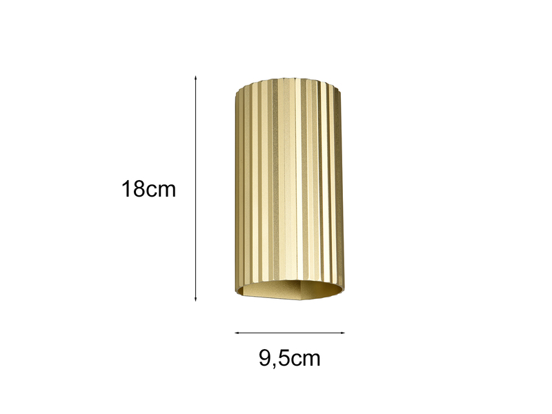 LED Wandleuchte mit Up and Down Lichteffekt, Metall Gold, Höhe 18cm