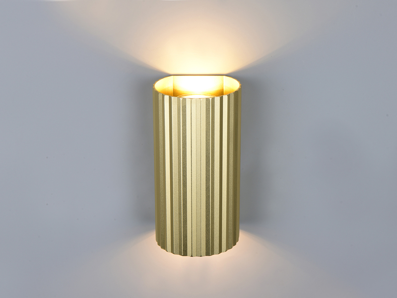 LED Wandleuchte mit Up and Down Lichteffekt, Metall Gold, Höhe 18cm