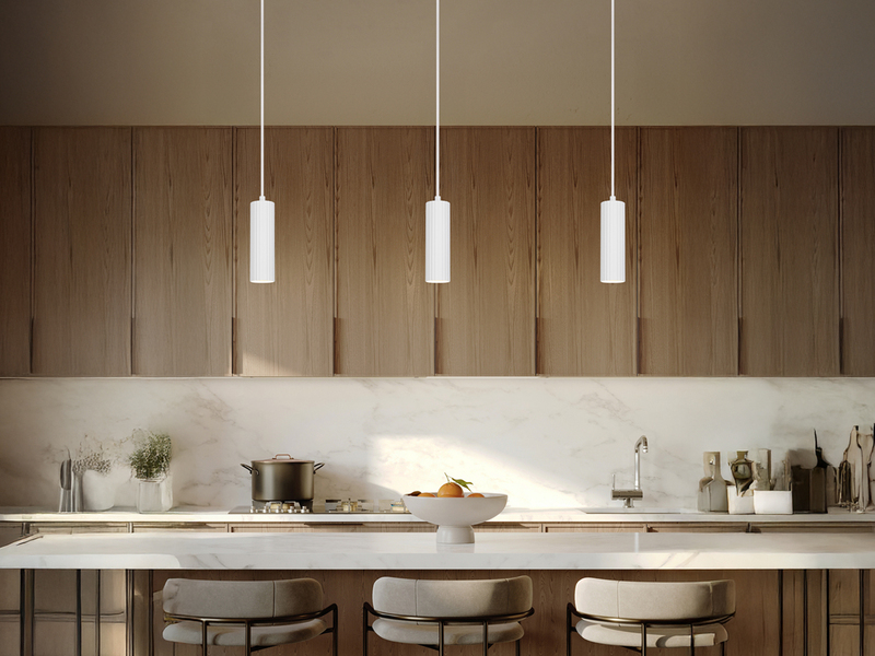 Kleine LED Pendelleuchte einflammig aus Metall Weiß Ø 5,5cm