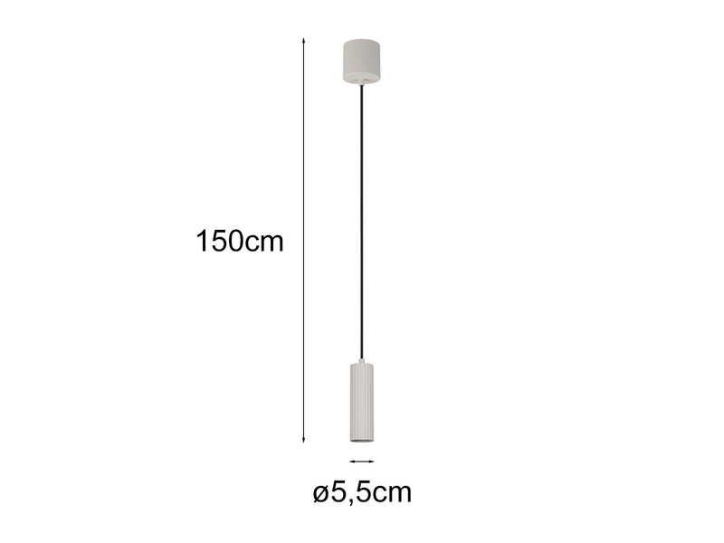 Kleine LED Pendelleuchte einflammig aus Metall Hellgrau Ø 5,5cm