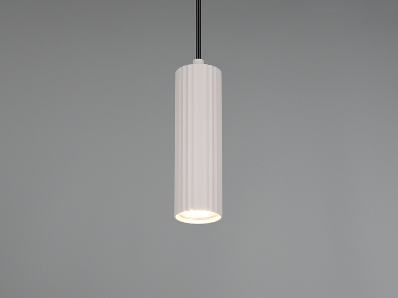 Kleine LED Pendelleuchte einflammig aus Metall Hellgrau Ø 5,5cm