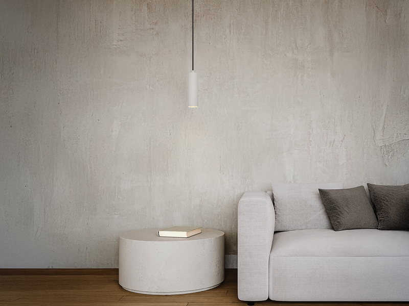 Kleine LED Pendelleuchte einflammig aus Metall Hellgrau Ø 5,5cm