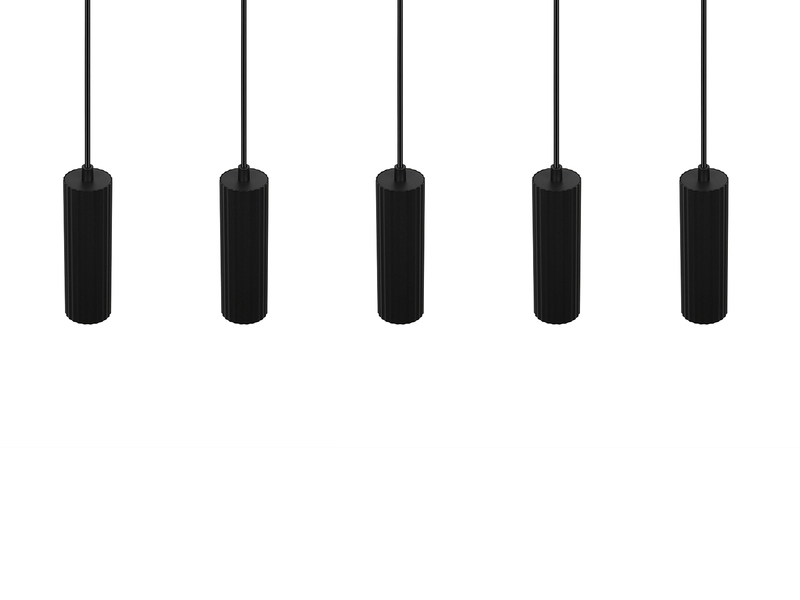 Moderne LED Pendelleuchte 5-flammig aus Metall Schwarz, Breite 85cm