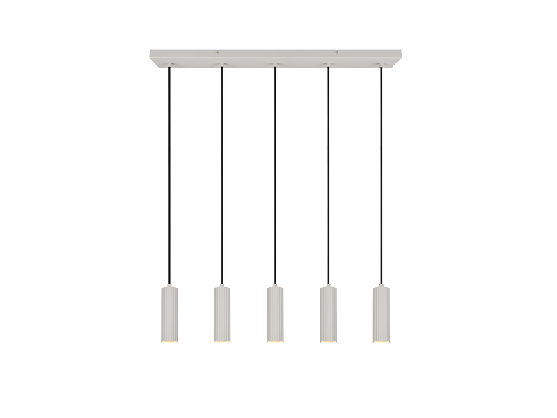 Moderne LED Pendelleuchte 5-flammig aus Metall Hellgrau, Breite 85cm