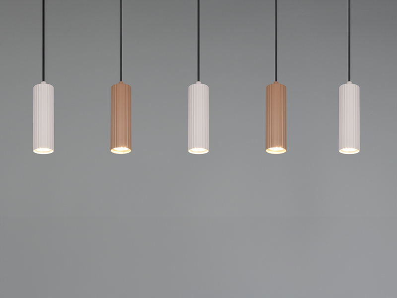 Moderne LED Pendelleuchte 5-flammig aus Metall Grau & Coffee, Breite 85cm