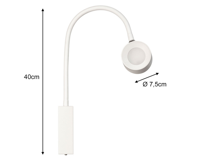 Akku Wandleuchte MAGNETIC kabellos für Wandmontage & Bett Kopfteil, Breite 7,5cm