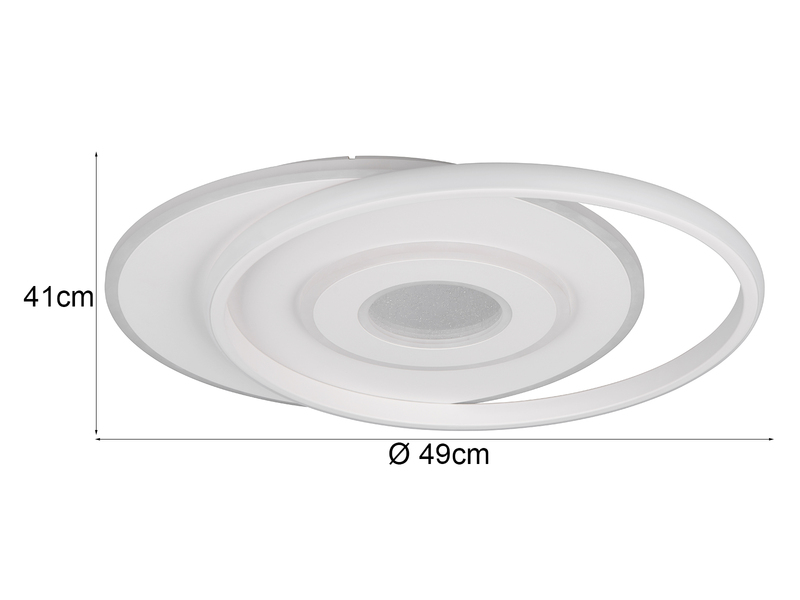 LED Deckenleuchte NAZAR Metall in Weiß, flach, dimmbar über Schalter B 49cm