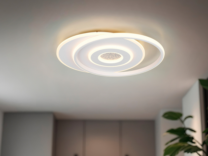 LED Deckenleuchte NAZAR Metall in Weiß, flach, dimmbar über Schalter B 49cm