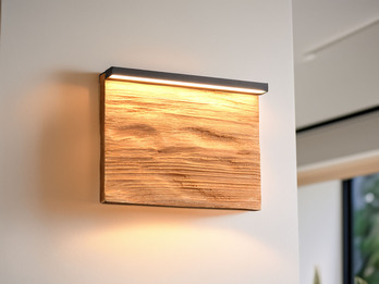 LED Wandleuchte KALEA aus Naturholz flach & dimmbar, Breite 20cm