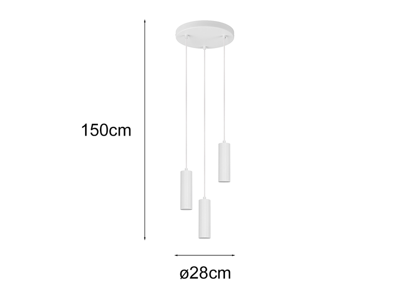 Moderne LED Cluster Pendelleuchte 3-flammig aus Metall Weiß Ø 28cm