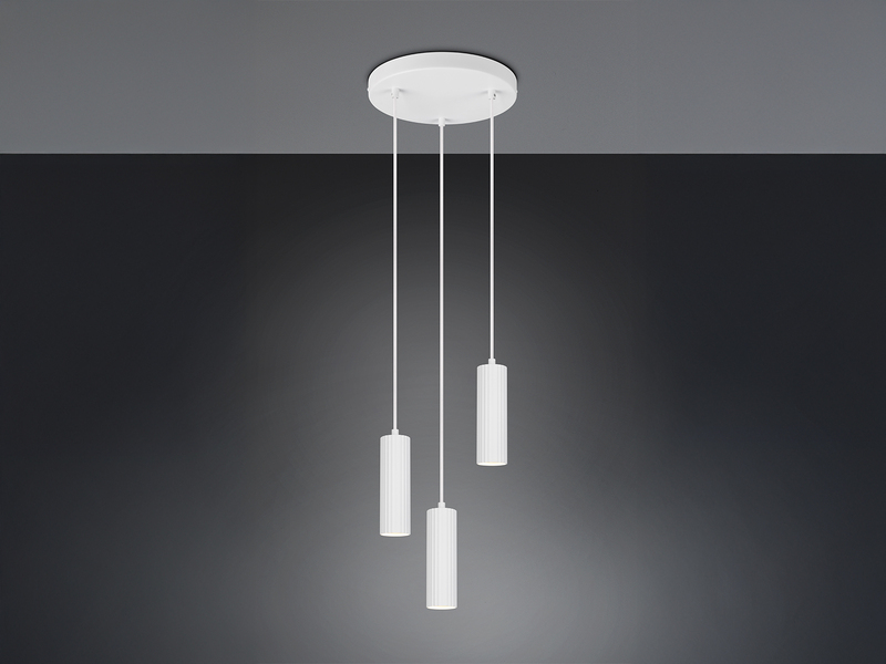 Moderne LED Cluster Pendelleuchte 3-flammig aus Metall Weiß Ø 28cm