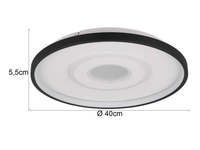 LED Deckenleuchte NAZAR Schwarz Weiß, flach, dimmbar über Schalter Ø 40cm