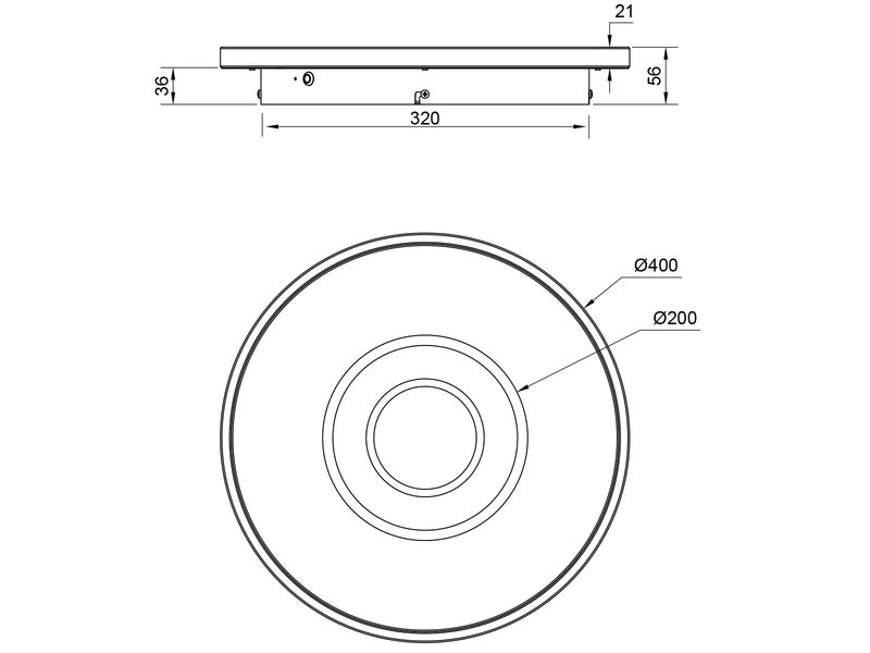 LED Deckenleuchte NAZAR Schwarz Weiß, flach, dimmbar über Schalter Ø 40cm