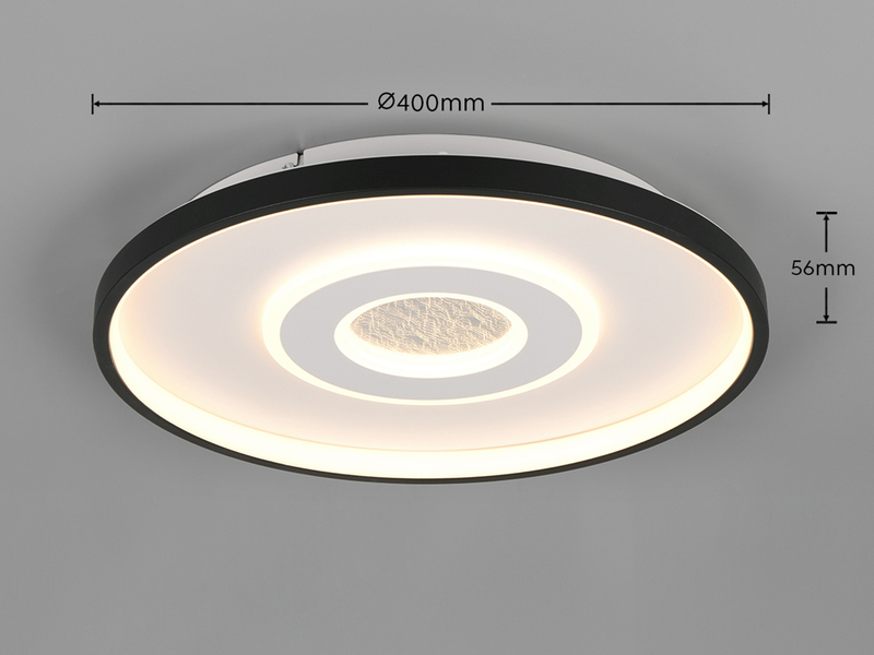 LED Deckenleuchte NAZAR Schwarz Weiß, flach, dimmbar über Schalter Ø 40cm