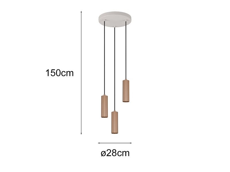 Moderne LED Cluster Pendelleuchte 3-flammig Hellgrau Coffee Ø 28cm