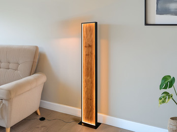 LED Stehleuchte KALEA klein aus Naturholz dimmbar, Höhe 120cm