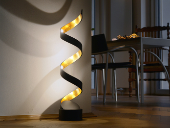 Ausgefallene LED Tischleuchte HELIX Schwarz / Gold groß, Höhe 66cm