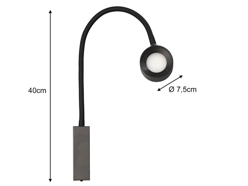 2er SET Akku Wandlampen Schwarz, abnehmbarer Leuchtenkopf, Breite 7,5cm