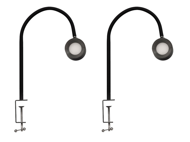 2er SET Akku Klemmlampen Schwarz, abnehmbarer Leuchtenkopf, Höhe 46cm