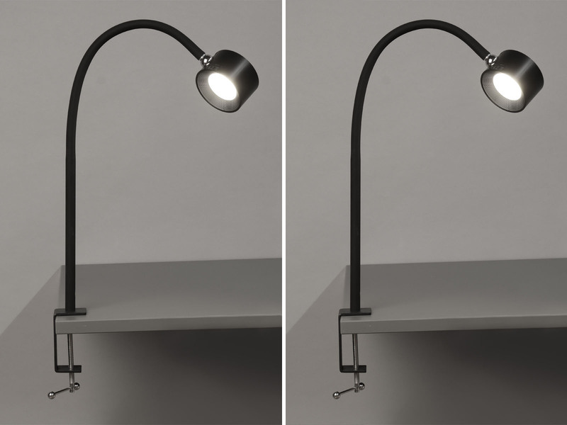 2er SET Akku Klemmlampen Schwarz, abnehmbarer Leuchtenkopf, Höhe 46cm