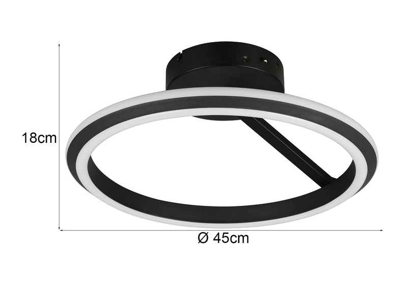 Deckenleuchte AMADOR Schwarz LED dimmbar Lichtfarbe einstellbar Ø45cm