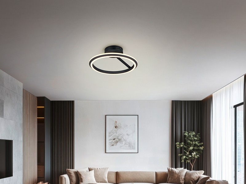 LED Deckenleuchte AMADOR Metall Schwarz, dimmbar & Lichtfarbe einstellbar Ø 45cm