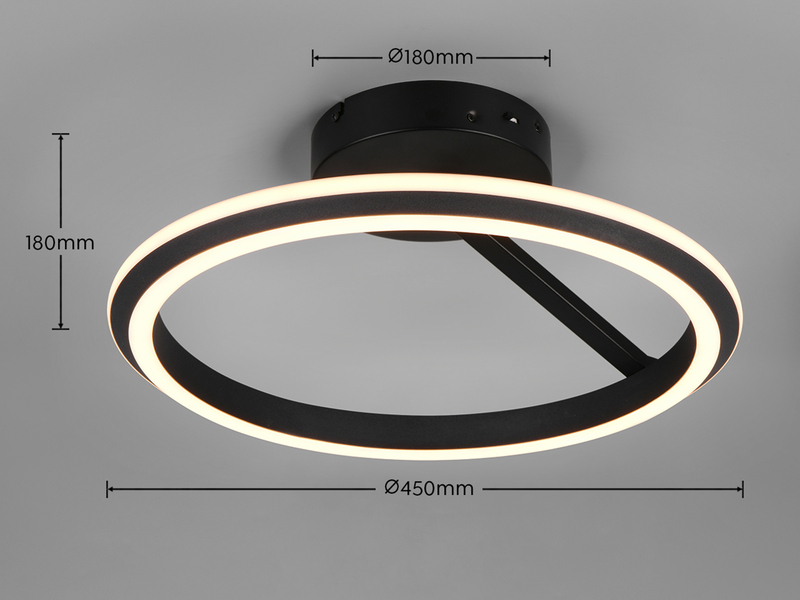 LED Deckenleuchte AMADOR Metall Schwarz, dimmbar & Lichtfarbe einstellbar Ø 45cm