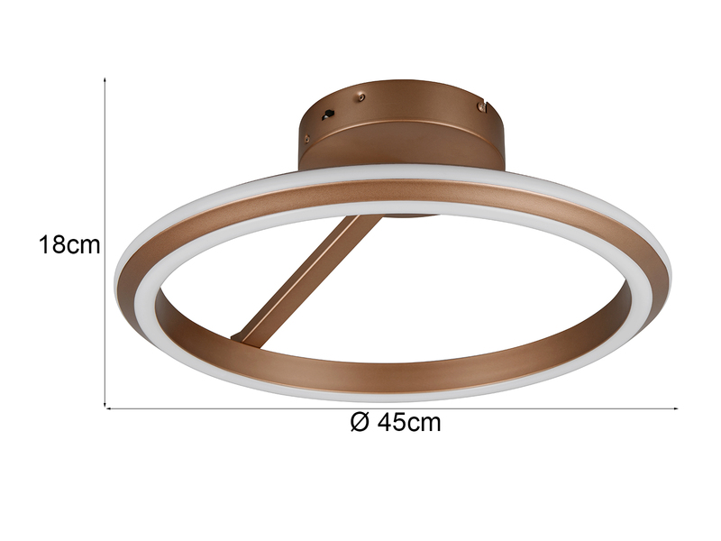 LED Deckenleuchte AMADOR Metall Coffee, dimmbar & Lichtfarbe einstellbar Ø 45cm