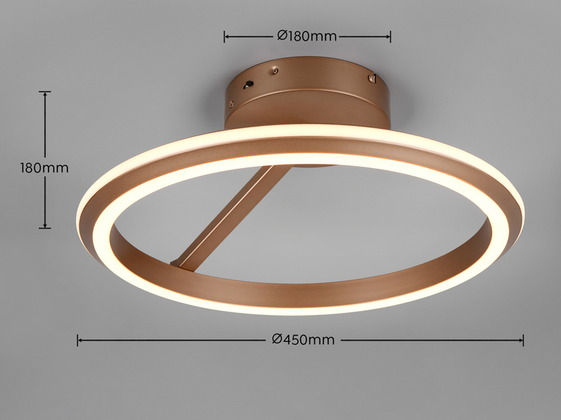 LED Deckenleuchte AMADOR Metall Coffee, dimmbar & Lichtfarbe einstellbar Ø 45cm