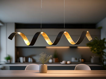 Dimmbare LED Pendelleuchte HELIX Schwarz / Gold, Breite 80cm