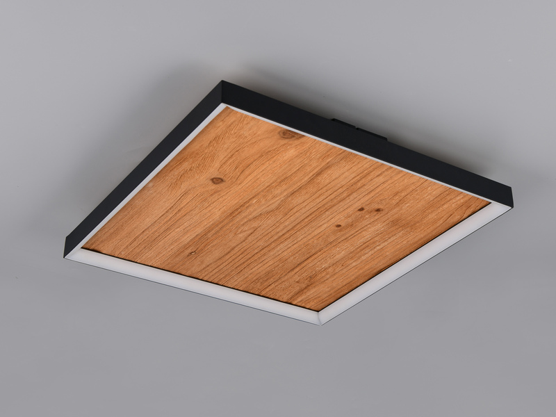 LED Deckenleuchte KALEA aus Naturholz flach & dimmbar, Quadrat 45cm