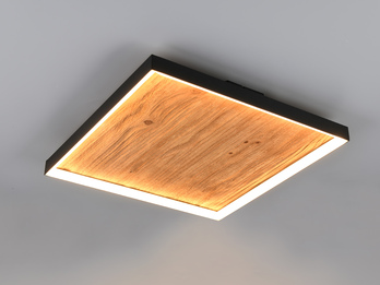 LED Deckenleuchte KALEA aus Naturholz flach & dimmbar, Quadrat 45cm