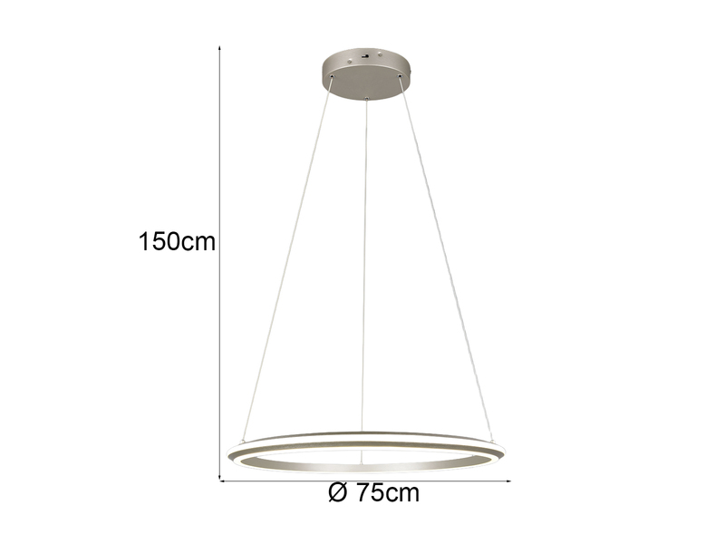 Pendelleuchte AMADOR Metall in Silber, LED dimmbar Lichtfarbe einstellbar Ø 75cm