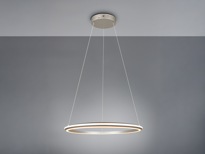 Pendelleuchte AMADOR Metall in Silber, LED dimmbar Lichtfarbe einstellbar Ø 75cm