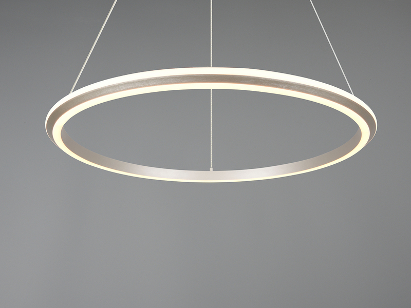 Pendelleuchte AMADOR Metall in Silber, LED dimmbar Lichtfarbe einstellbar Ø 75cm