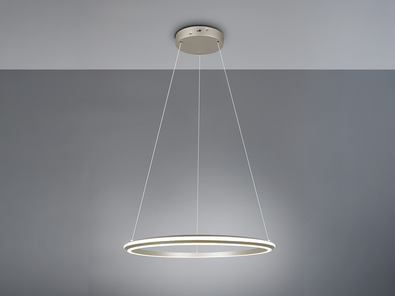 Pendelleuchte AMADOR Metall in Silber, LED dimmbar Lichtfarbe einstellbar Ø 75cm