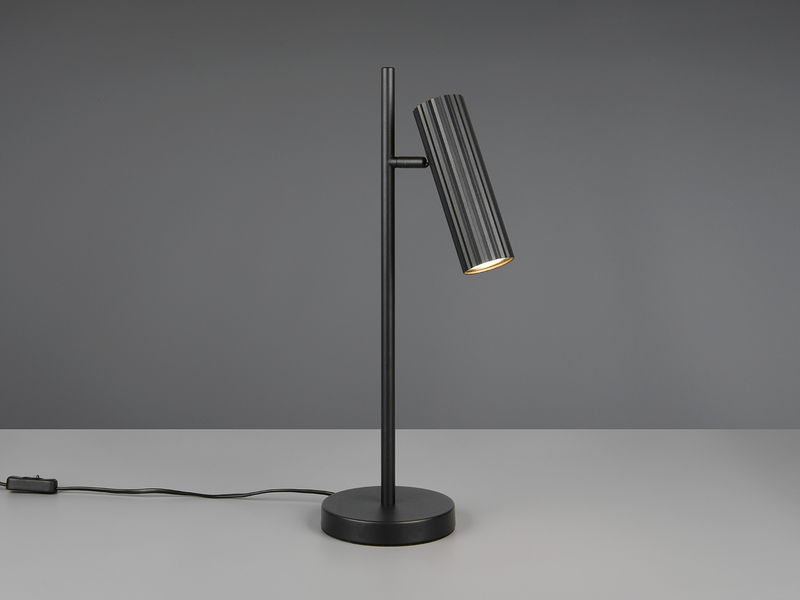 Große LED Tischleuchte Metall Schwarz mit schwenkbarem Spot, Höhe 50cm