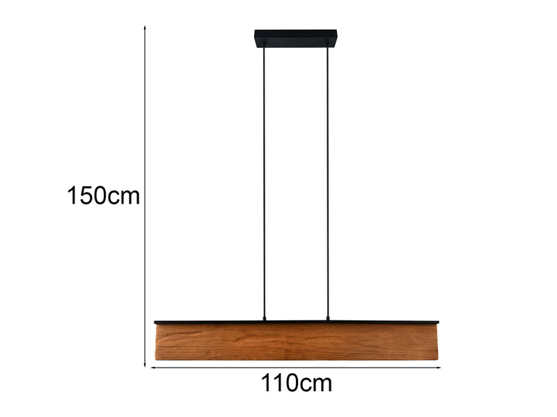 LED Pendelleuchte KALEA aus Naturholz dimmbar über Touch, Breite 110cm