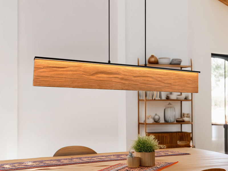 LED Pendelleuchte KALEA aus Naturholz dimmbar, Breite 110cm