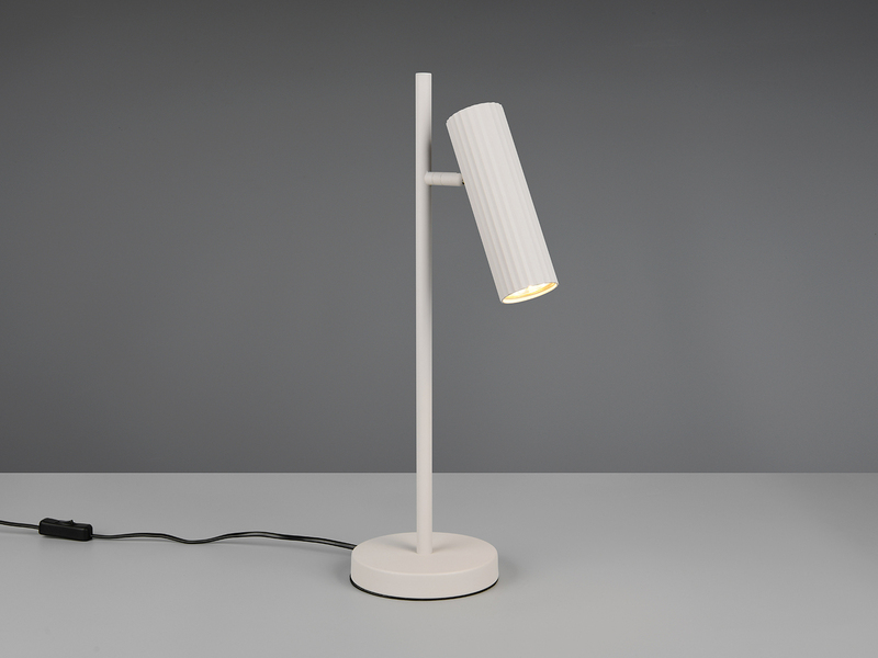 Große LED Tischleuchte Metall Hellgrau mit schwenkbarem Spot, Höhe 50cm