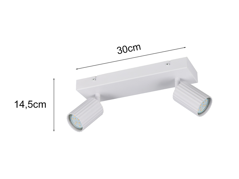 LED Deckenstrahler 2-flammig aus Metall Weiß, Breite 30cm
