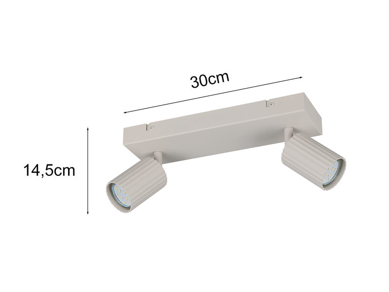 LED Deckenstrahler 2-flammig aus Metall Hellgrau, Breite 30cm