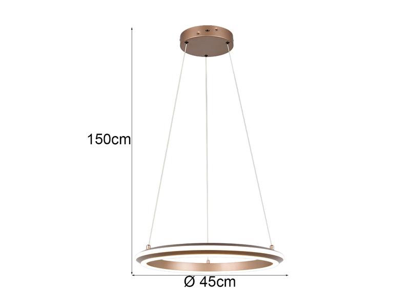 LED Pendelleuchte AMADOR Metall Coffee, dimmbar & Lichtfarbe einstellbar Ø 45cm