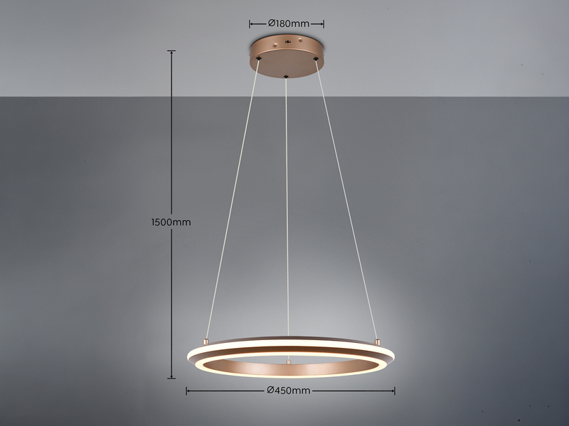 LED Pendelleuchte AMADOR Metall Coffee, dimmbar & Lichtfarbe einstellbar Ø 45cm