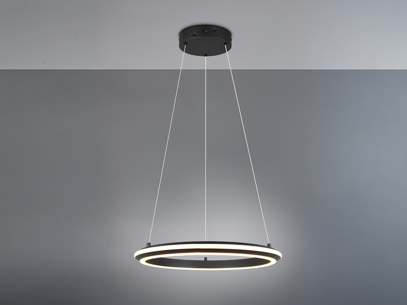 LED Pendelleuchte AMADOR Metall Schwarz, dimmbar & Lichtfarbe einstellbar Ø 45cm