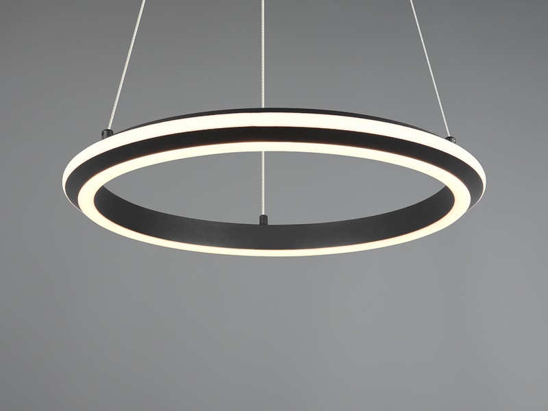 LED Pendelleuchte AMADOR Metall Schwarz, dimmbar & Lichtfarbe einstellbar Ø 45cm