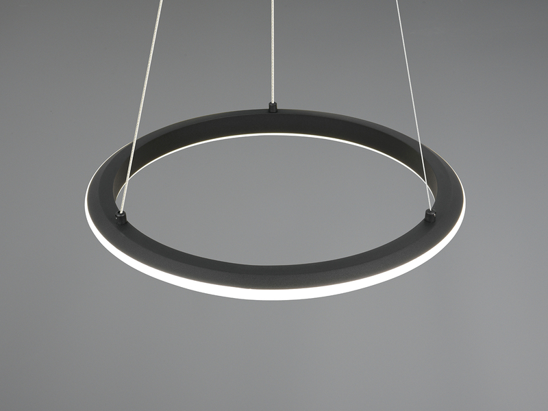 LED Pendelleuchte AMADOR Metall Schwarz, dimmbar & Lichtfarbe einstellbar Ø 45cm