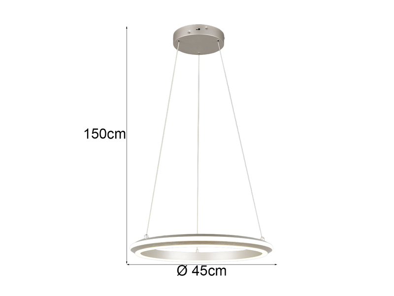 LED Pendelleuchte AMADOR Metall Silber, dimmbar & Lichtfarbe einstellbar Ø 45cm
